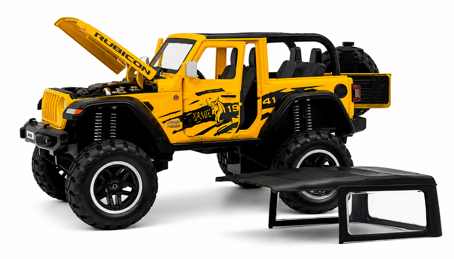 Jeep Wrangler Rubicon Diecast 1:18 Scale Model Car with Removable Top - Big Size