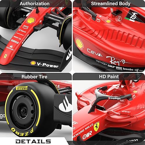 Rastar Authentic Licensed Ferrari F1 75 RC Car - Detailed Design, 2.4GHz Control