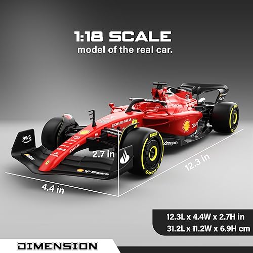 Rastar Authentic Licensed Ferrari F1 75 RC Car - Detailed Design, 2.4GHz Control