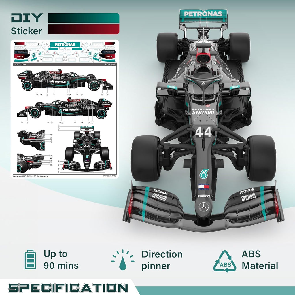 Rastar Authentic Licensed Mercedes-benz F1 W11 RC Car - Detailed Design, 2.4GHz Control