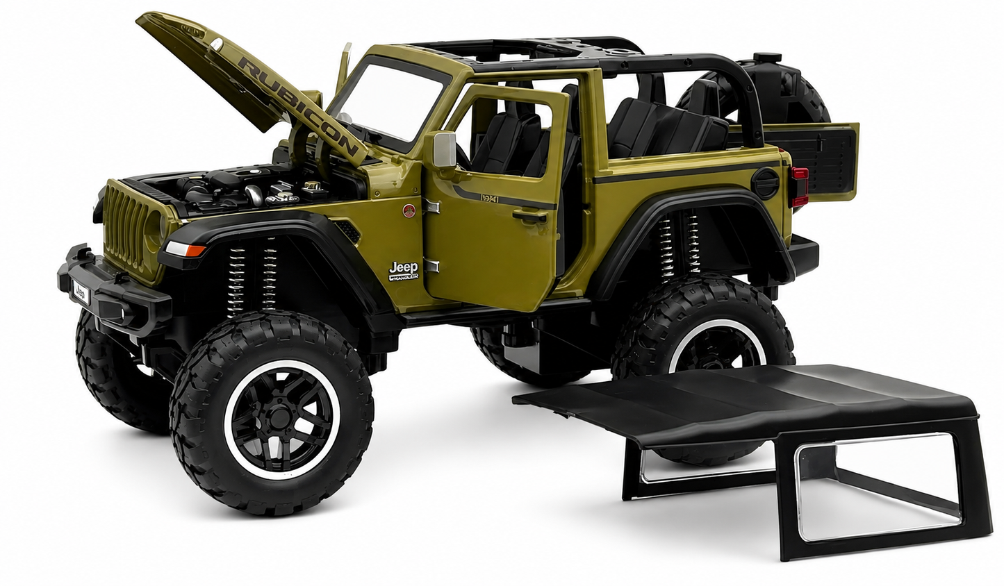 Jeep Wrangler Rubicon Diecast 1:18 Scale Model Car with Removable Top - Big Size